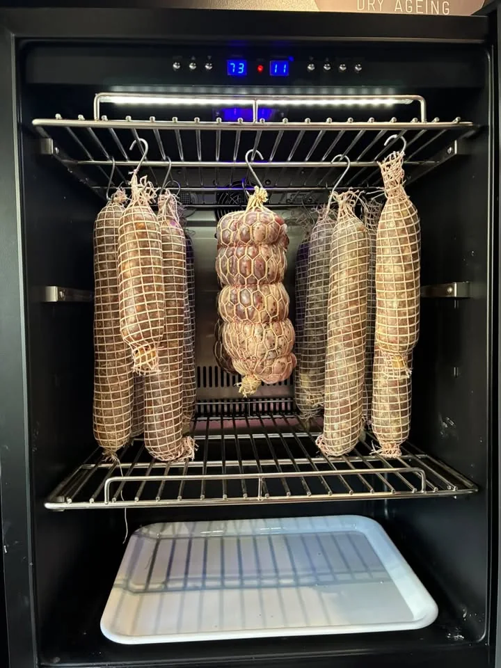 Beef cuts ageing in the Red Hill Butcher Shop dry-ageing cabinet